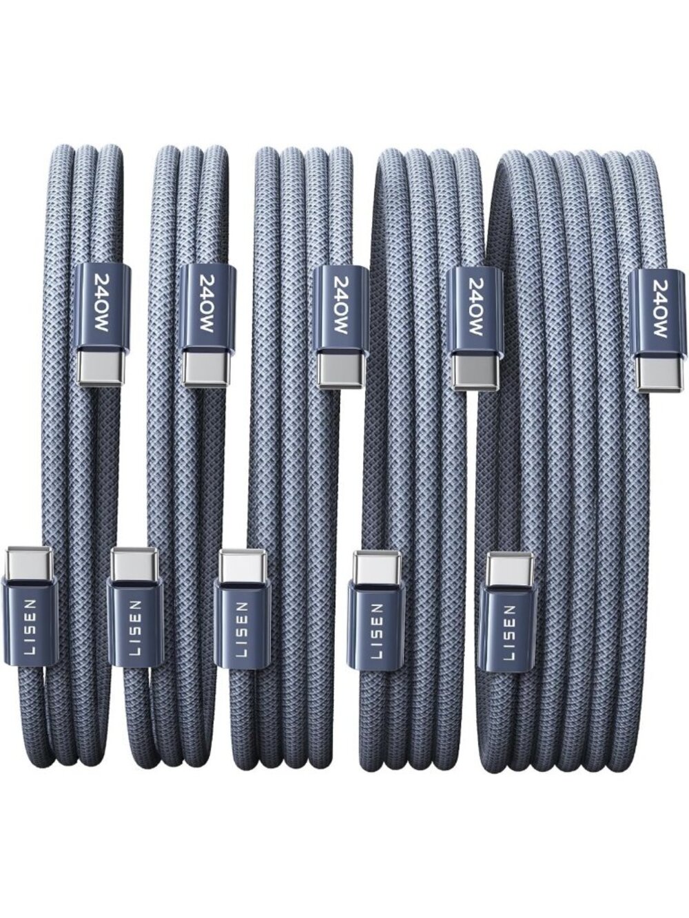 Fast Charging USB C to USB C Cable - 240W Power Delivery, 5 Pack (1M-3M)
